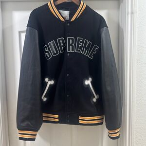 Supreme x Bones Black Varsity Jacket XL